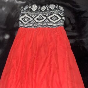 Juniors large BONGO beach dress, size large, black and coral, good condition!